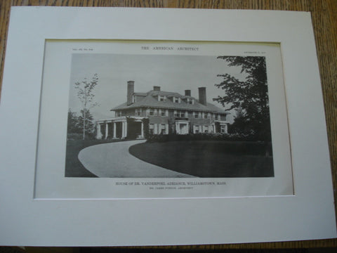 House of Dr. Vanderpoel Adriance. Williamstown, Massachusetts. James Purdon. 1916