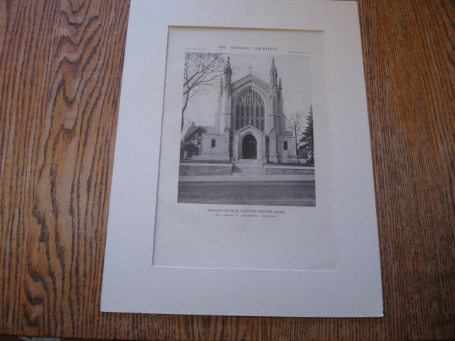 Exterior of Trinity Church. Newton Center, Massachusetts. George W. Chickering. 1916. Original Photograph