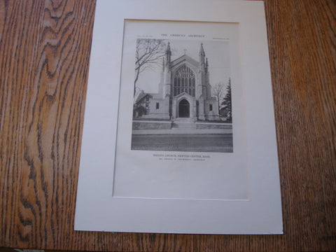 Exterior of Trinity Church. Newton Center, Massachusetts. George W. Chickering. 1916. Original Photograph