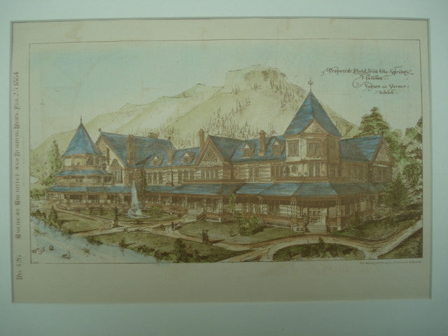 Proposed Hotel in Iron Ute Springs , Manitou Springs, CO, 1884, Varian & Sterner