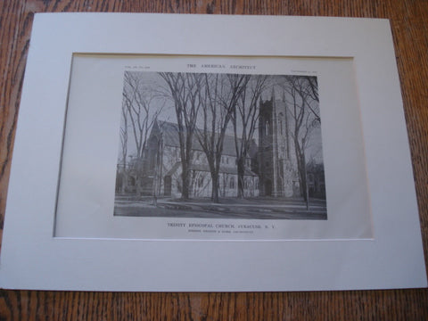 Trinity Episcopal Church, Syracuse, New York. Brazer & Robb. 1916. Original Photograph