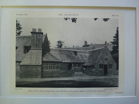 House of Dean, Facing Village Green, Avon, Old Farms, A Preparatory School for Boys, Avon, CT, 1926, Theodate Pope