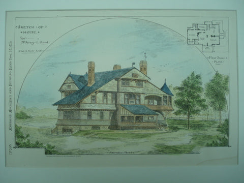 Sketch of the House for Mr. Avery L. Rand, Unknown, 1879, Chas. A. Rich