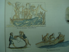 English Activities in the Middle Ages, showing horse-baiting, bird catching, bear-baiting and more, 1851, n/a