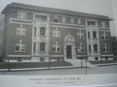 Kingsbury Apartments, St. Louis MO. 1916. La Beaume & Klein. Original Photograph