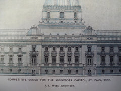 Competitive Design for the Minnesota Capitol , St. Paul, MN, 1899, J.L. Wees