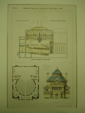 Holyoke Opera House in Holyoke, Massachusetts. C. S. Luce. 1879. Original Plan