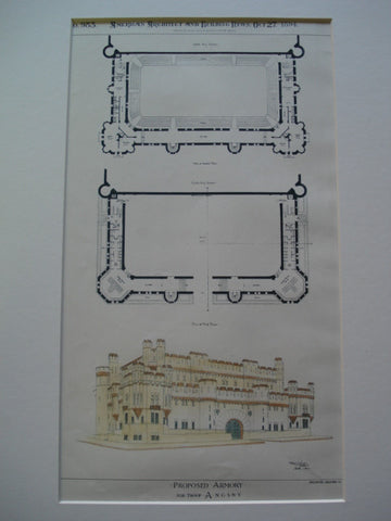 Proposed Armory for Troop A of the National Guard of the State of New York, New York, NY, 1894, Paulsen & Lavalle