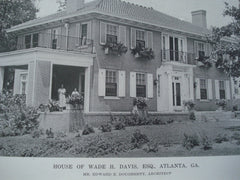 House of Wade H. Davis, ESQ., Atlanta, GA, Exterior, 1916. Edward E. Dougherty. Lithograph