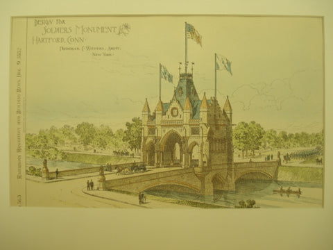 Design for Soldiers Monument, Hartford, CT, 1882, Frederick C. Withers