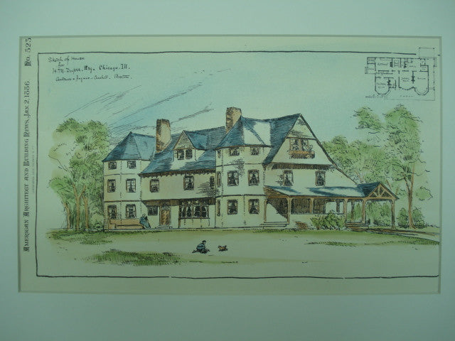 Sketch of the House for H. M. Dumpee, Esq., Chicago, IL, 1886, Andrews & Jaques