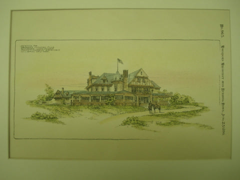 Sketch for the Proposed Country Club, Bayshore, Long Island, NY, 1894, Frank T. Cornell