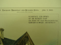 Residence and Office of Dr. Dudley Tait on Post Street , San Francisco, CA, 1900, Edward R. Swain