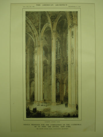Design Proposed for the Completion of the Cathedral of St. John the Divine , New York, NY, 1913, Ralph Adams Cram