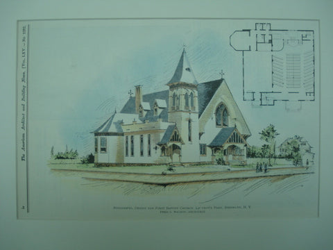 Successful Design for the First Baptist Church at Leffert's Park , Brooklyn, NY, 1899, Fred C. Watson