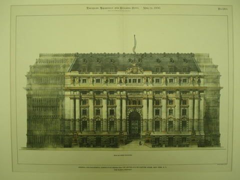 Original and Successful Competitive Design for the United States Custom House , New York, NY, 1900, Cass Gilbert