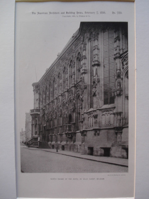 North Facade of the Hotel de Ville , Ghent, Belgium, EUR, 1891, Unknown