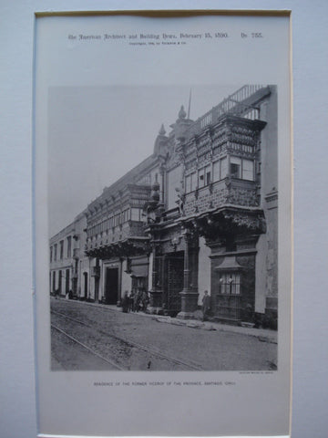 Residence of the Former Viceroy of the Province , Santiago, Chili, LAM, 1890, Unknown