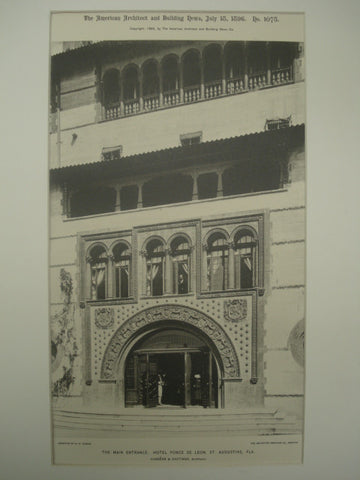 Main Entrance of the Hotel Ponce de Leon , St. Augustine, FL, 1896, Carrere & Hastings