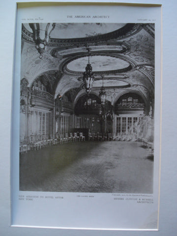 New Addition to Hotel Astor: The Laurel Room , New York, NY, 1910, Clinton & Russell