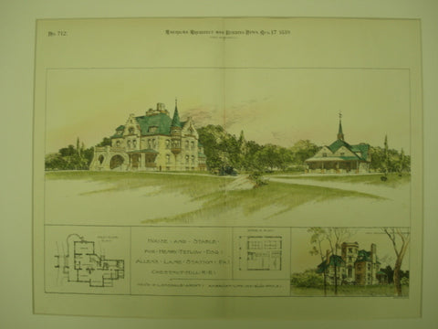 House and Stable for Henry Tetlow, Esq., Allen's Lane Station, PA, 1889, Tho's P. Lonsdale
