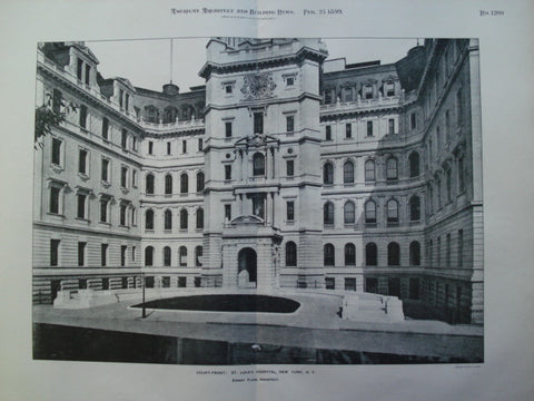 Court Front of St. Luke's Hospital, New York, NY, 1899, Ernest Flagg