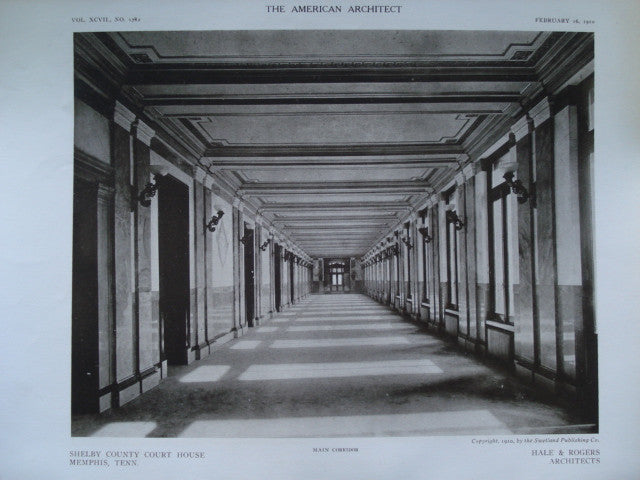 Main Corridor in the Shelby County Court House , Memphis, TN, 1910, Hale & Rogers