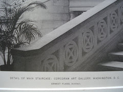 Detail of the Main Staircase: Corcoran Art Gallery , Washington, DC, 1898, Ernest Flagg