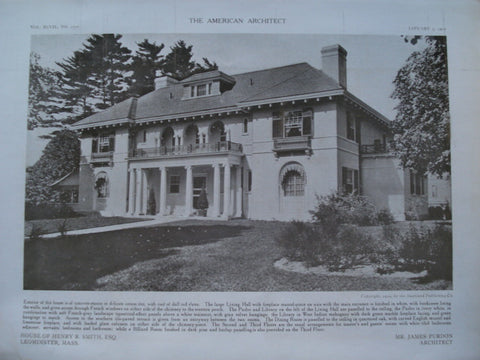 House of Henry R. Smith, Esq., Leominster, MA, 1910, James Purdon