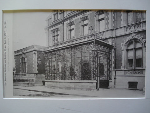Porte-Cochere: House of E.T. Gerry, Esq., Sixty-First Street and Fifth Avenue , New York, NY, 1897, R.M. Hunt