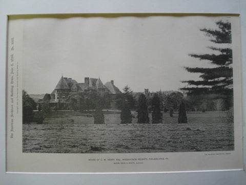 House of C.W. Henry, Esq., Wissahickon Heights, Philadelphia, PA, 1895, McKim, Mead & White