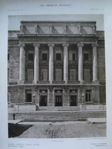 Entrance Detail of the Shelby County Court House , Memphis, TN, 1910, Hale & Rogers