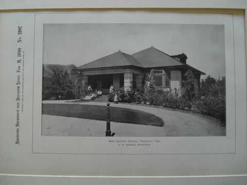 Miss Orton's School, Pasadena, CA, 1899, T.W. Parkes