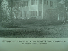 Alterations to the House of A. Von Bernuth, Esq., Strafford, PA, 1913, George S. Idell