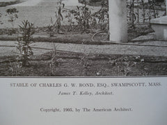 Stable of Charles G.W. Bond, Esq., Swampscott, MA, 1905, James T. Kelley