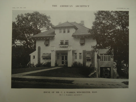 House of Mr. C. J. Warren, Winchester, MA, 1913, C. J. Warren