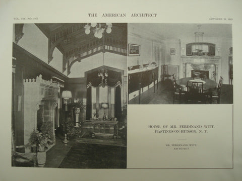 House of Mr. Ferdinand Witt , Hastings-on-Hudson, NY, 1913, Ferdinand Witt