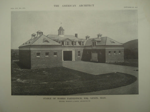 Stable of Harris Fahnestock, Esq., Lenox, MA, 1913, Hoppin & Koen