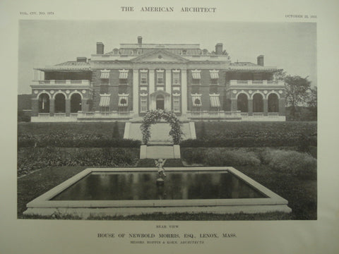 Rear View of the House of Newbold Morris, Esq., Lenox, MA, 1913, Hoppin & Koen