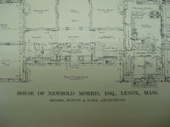 Interior and First Floor Plan of the House of Newbold Morris, Esq., Lenox, MA, 1913, Hoppin & Koen