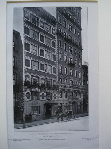 Apartment House, West 46th Street, New York, NY, 1905, Israels & Harder
