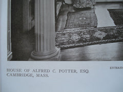 Library and the Entrance Hall in the House of Alfred C. Potter, Esq., Cambridge, MA, 1910, Richard Arnold Fisher