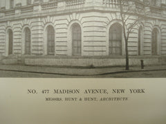 Exterior of Number 477 on Madison Avenue , New York, NY, 1913, Hunt & Hunt