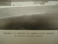 Exterior of the Station on the Lehigh Valley Railway , Newark, NJ, 1913, Kenneth M. Murchison
