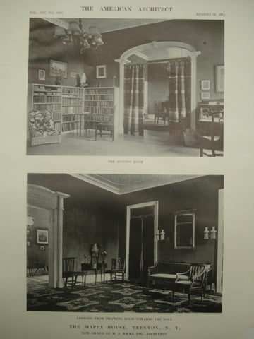 Interior of the Mappa House, Trenton, NY, 1913, W. S. Wicks