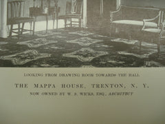 Interior of the Mappa House, Trenton, NY, 1913, W. S. Wicks