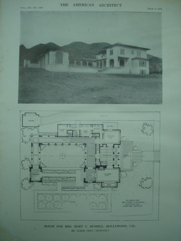 House for Mrs. Mary C. Russell , Hollywood, CA, 1913, Elmer Grey