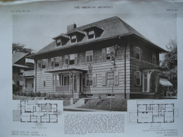 House for Dr. Cater , Brick Church, Orange, NJ, 1910, Mann & McNeille