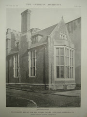 Exterior of the Fraternity House for the Phi Gamma Delta Club , Philadelphia, PA, 1915, Mellor & Meigs