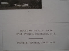 House of Mr. G.W. Todd on East Avenue , Rochester, NY, 1910, Foote & Headley